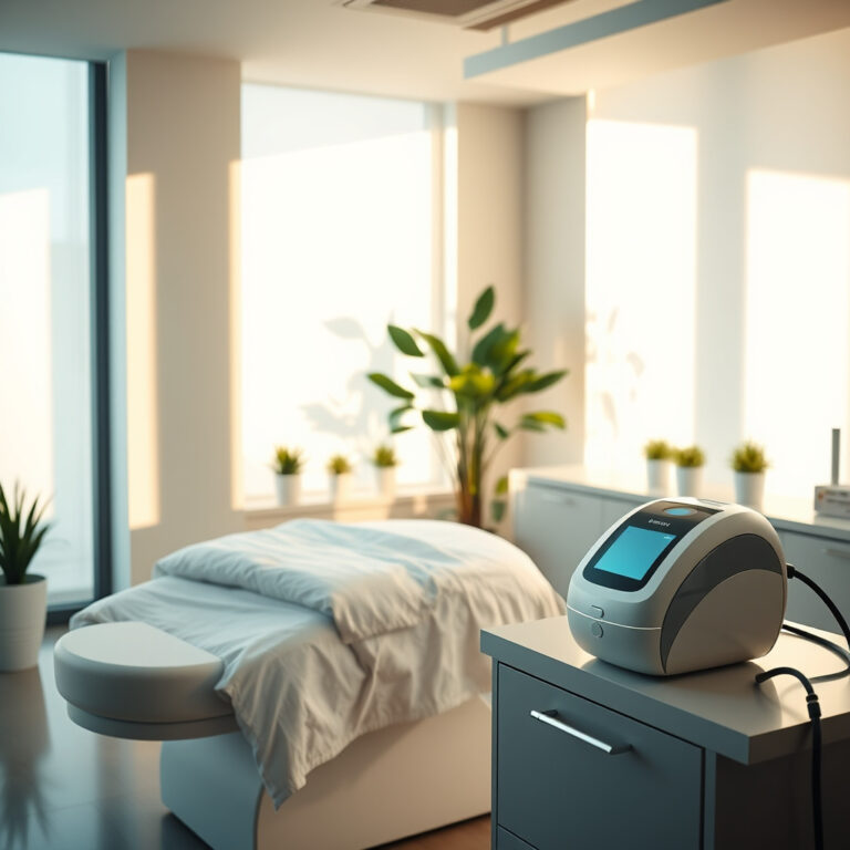 a room with a bed and a machine Luxury spa treatments, Botox, facial rejuvenation, anti-aging skincare, and holistic wellness at Best and Beyond Spa